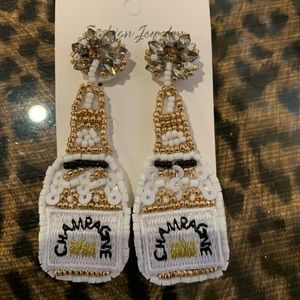 White Champagne beaded earrings.